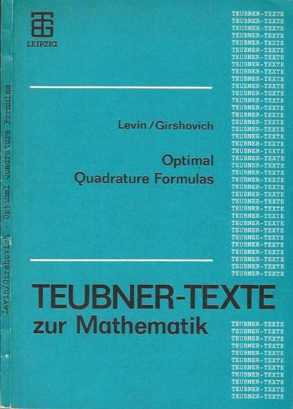 Optimal Quadrature Formulas - copertina