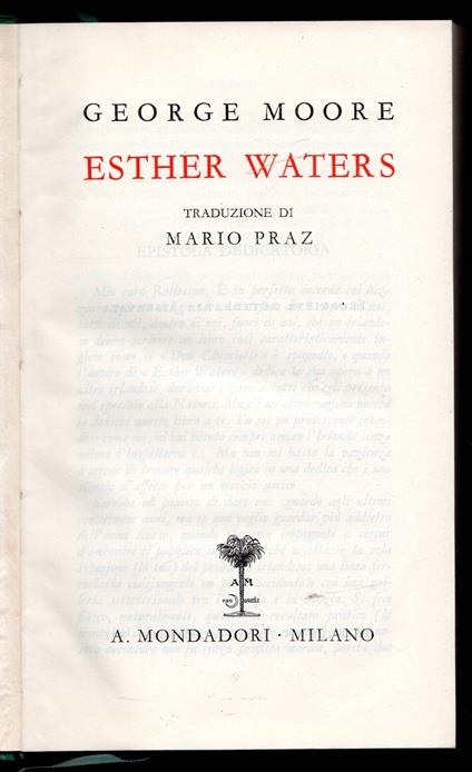 Esther Waters - George Moore - copertina