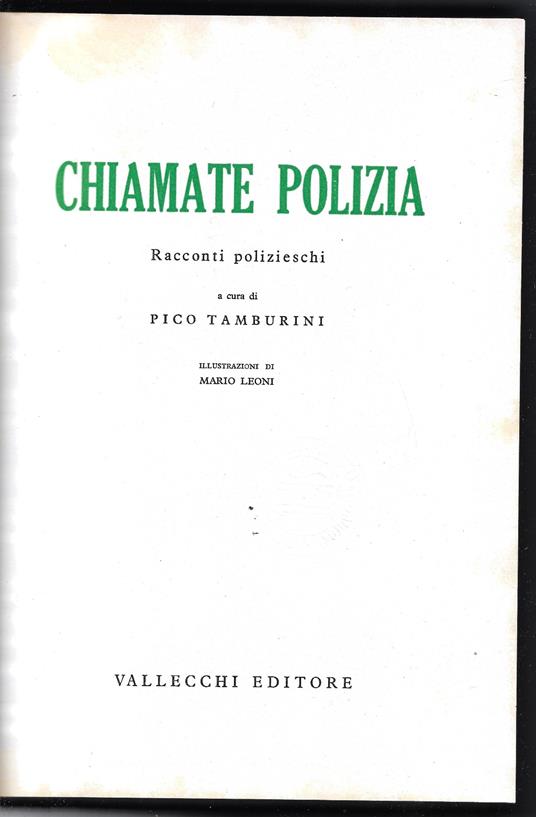 Chiamate polizia - Racconti polizieschi - Pico Tamburini - copertina