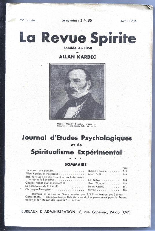 La Revue Spirite - Journal d'Etudes Psychologiques et de Spiritualisme Expérimental - Allan Kardec - copertina