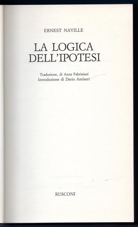 La logica dell'ipotesi - Ernest Naville - copertina