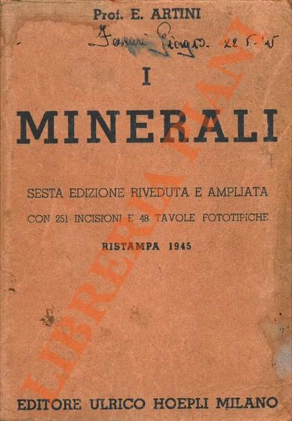 I minerali. Sesta edizione - Ettore Artini - copertina
