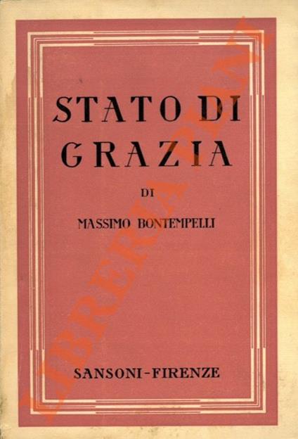 Stato di grazia - Massimo Bontempelli - copertina