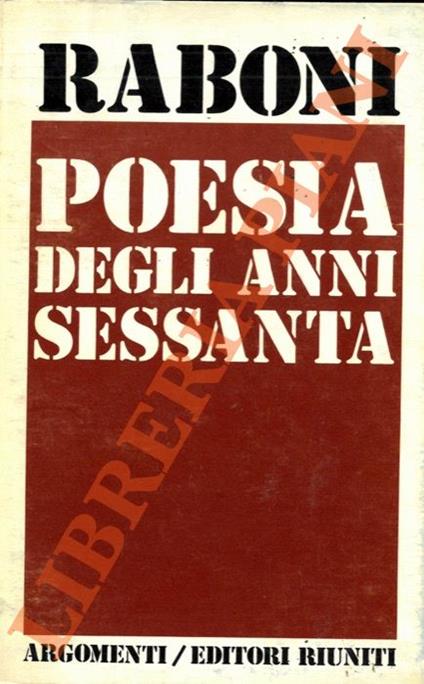 Poesia degli anni sessanta - Giovanni Raboni - copertina