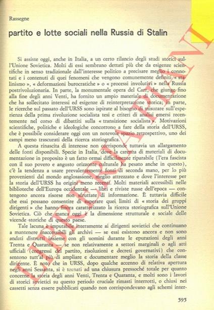 Partito e lotte sociali nella Russia di Stalin - Lisa Foa - copertina