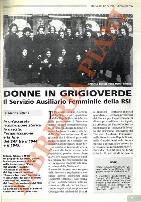Donne in grigioverde. Il servizio ausiliariio femminile della RSI - Marino Viganò - copertina