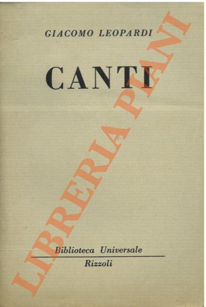 Canti - Giacomo Leopardi - copertina