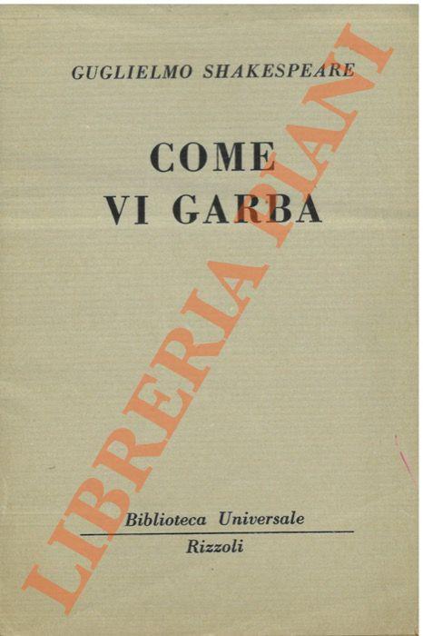 Come vi garba - William Shakespeare - copertina