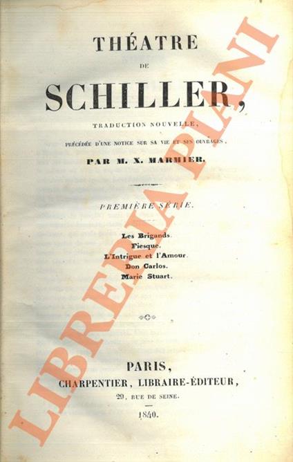 Théatre - Friedrich Schiller - copertina