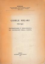 Gioele Solari 1872-1952 Testimonianze E Bibliografia Nel Centenario Della Nascita