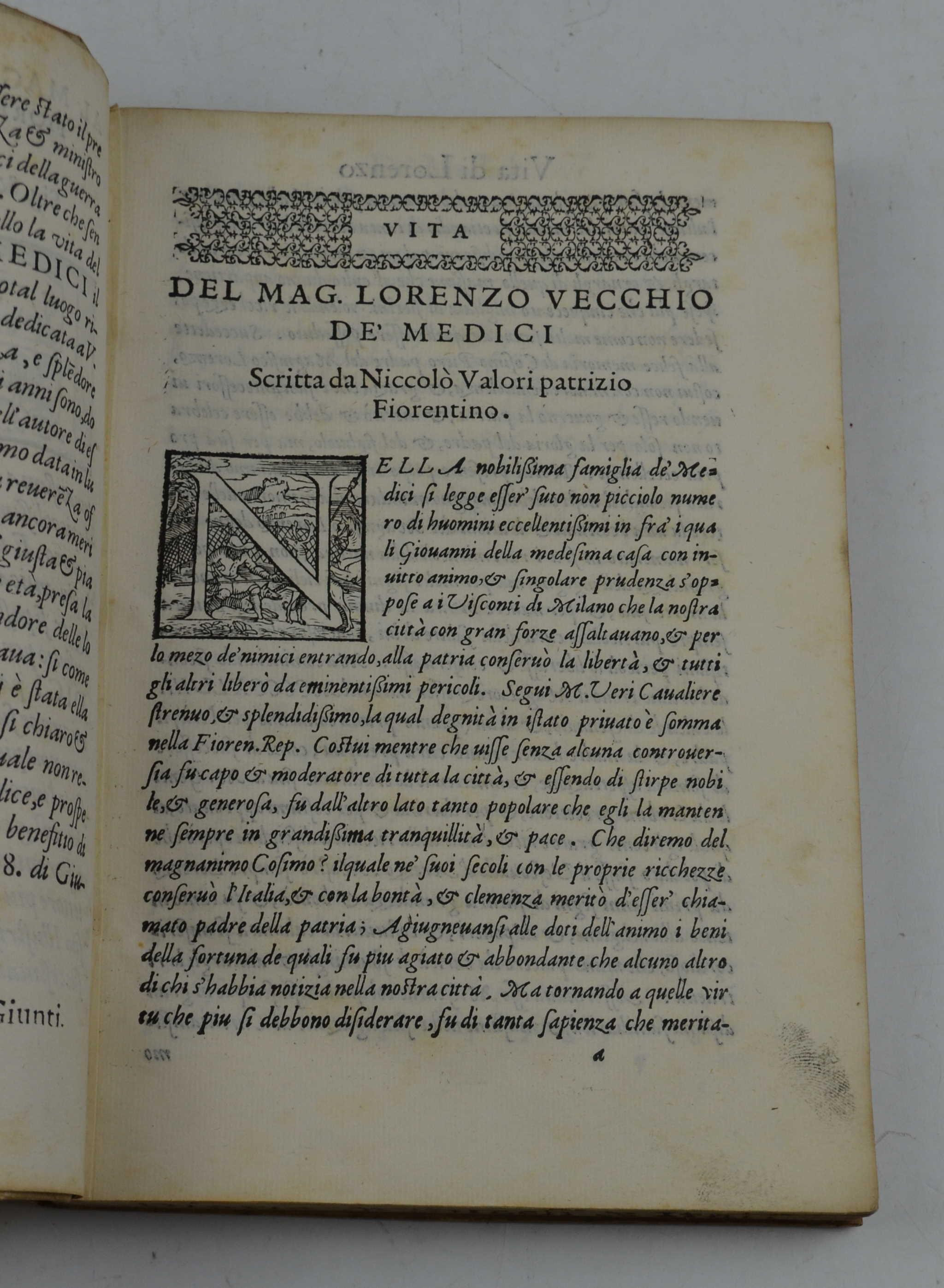 Diario de' successi piu importanti Seguiti in Italia, & particolarmente in Fiorenza dall'anno 1498 in sino all'anno 1512… Con la vita del Magnifico Lorenzo De' Medici il Vecchio scritta da Niccoló Valori patrizio fiorentino. Nuovamente posti in luce