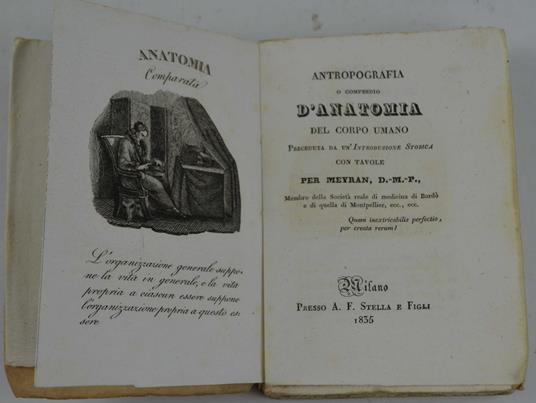 Antropografia o compendio d'anatomia del corpo umano… - copertina