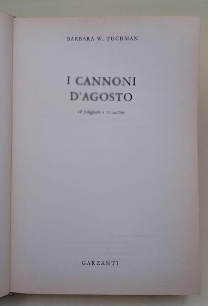I Cannoni D'Agosto( 1963) - Barbara W. Tuchman - copertina