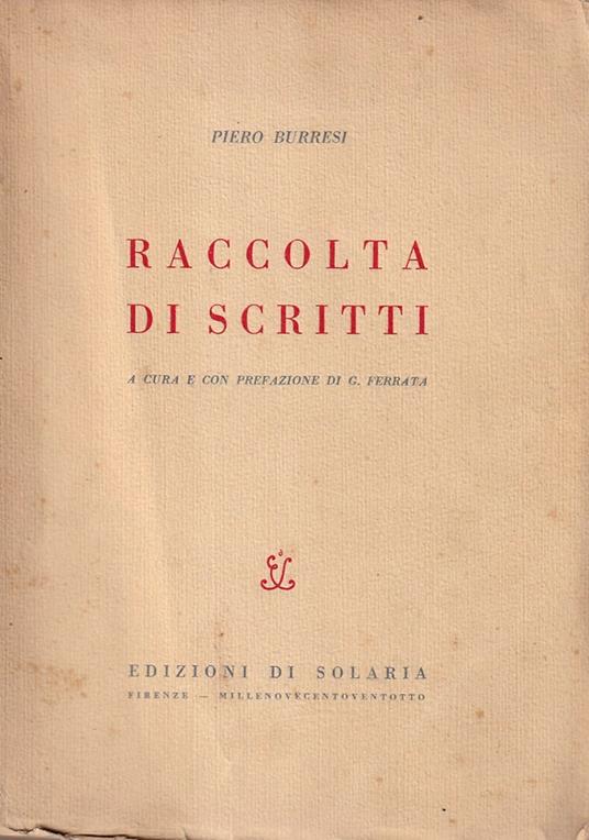 Raccolta di scritti - copertina
