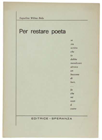 Per Restare Poeta - copertina