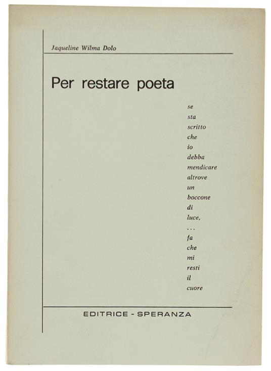 Per Restare Poeta - copertina