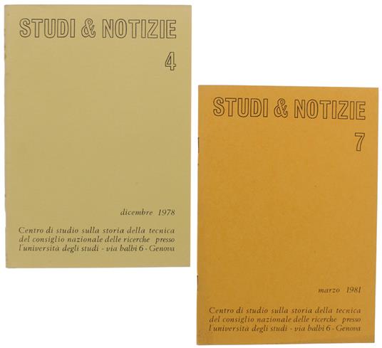 Tecniche Agricolo/Forestali: Vari Saggi E Memoriei In Studi & Notizie N.4/1978 + N.7/1981 - copertina