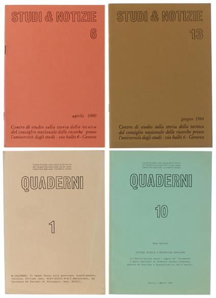 Ansaldo E Storia Della Siderurgia: Vari Saggi In Studi & Notizie N. 6/1980, 13/1984 E Quaderni N. 1/1977, 10/1984 - copertina