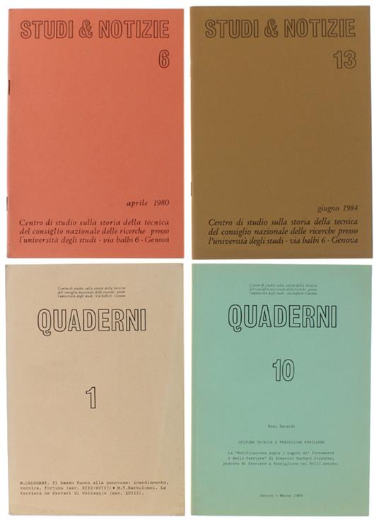 Ansaldo E Storia Della Siderurgia: Vari Saggi In Studi & Notizie N. 6/1980, 13/1984 E Quaderni N. 1/1977, 10/1984 - copertina
