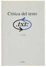 Critica Del Testo. I/1, 1998: Il Testo E Il Tempo