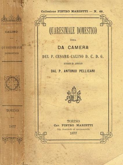 Quaresimale domestico ossia da camera - copertina