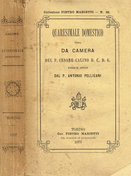 Quaresimale domestico ossia da camera - copertina