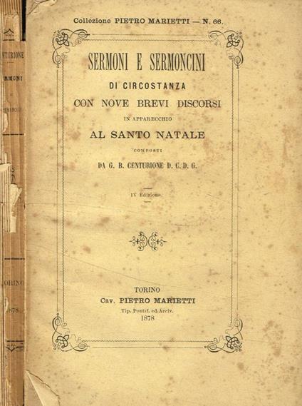 Sermoni e sermoncini di circostanza con nove brevi discorsi in apparecchio al Santo Natale - copertina