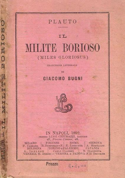 Il milite borioso - T. Maccio Plauto - copertina