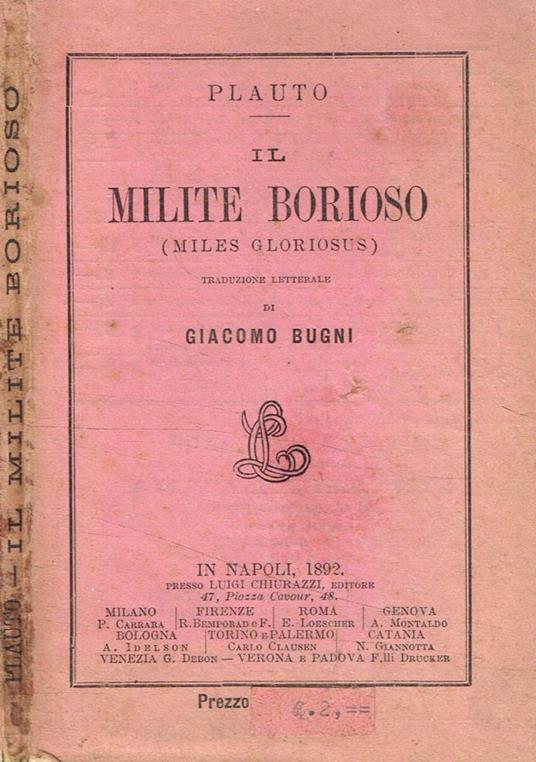 Il milite borioso - T. Maccio Plauto - copertina