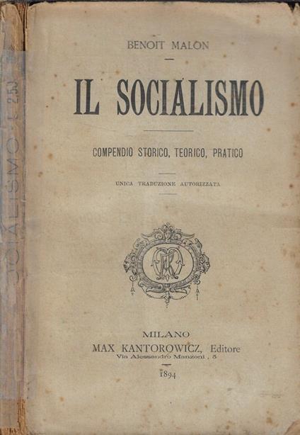 Il socialismo - Benoit Malon - copertina