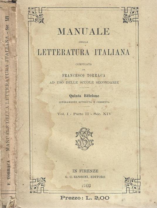 Manuale della letteratura italiana - Francesco Torraca - copertina
