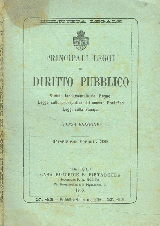 Principali leggi di diritto pubblico - copertina