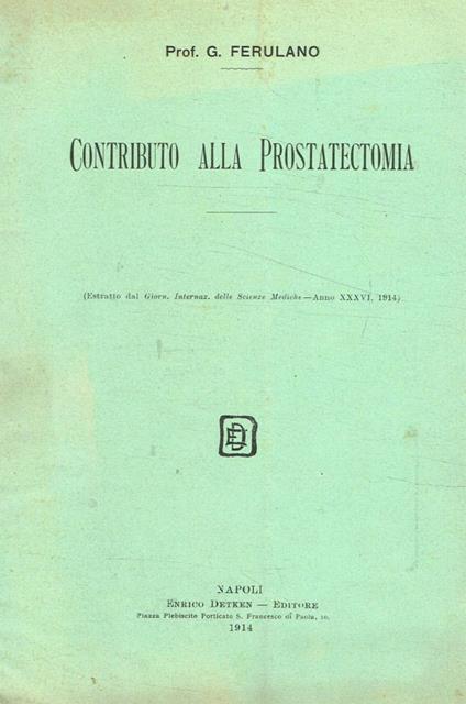 Contributo alla prostatectomia - copertina
