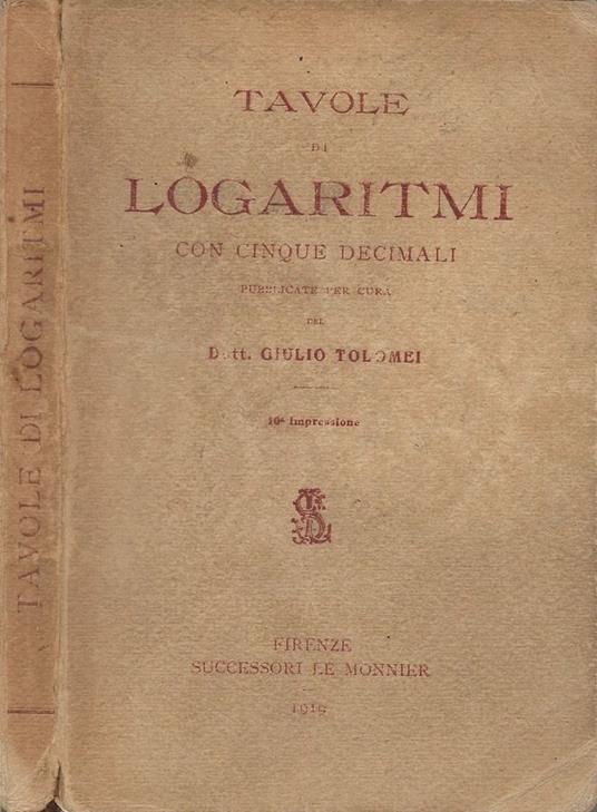 Tavole di Logaritmi con cinque decimali - copertina