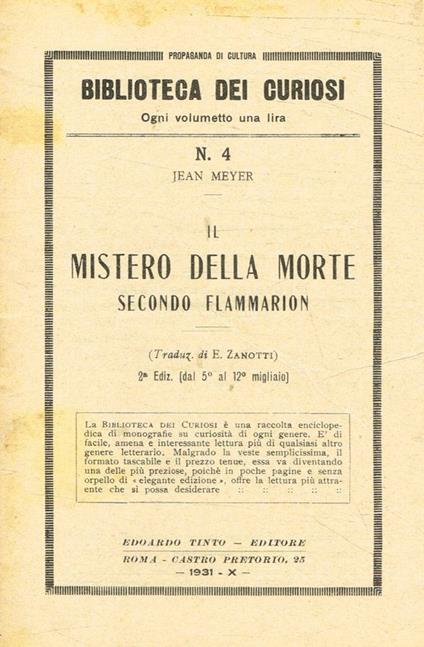 Il mistero della morte secondo Flammarion - Jean Meyer - copertina