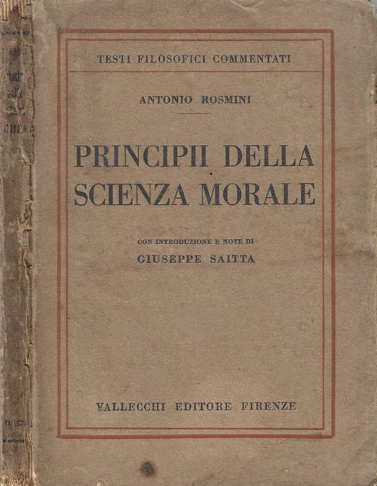 Principii della scienza morale - Antonio Rosmini - copertina