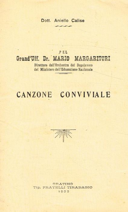 Canzone conviviale - copertina
