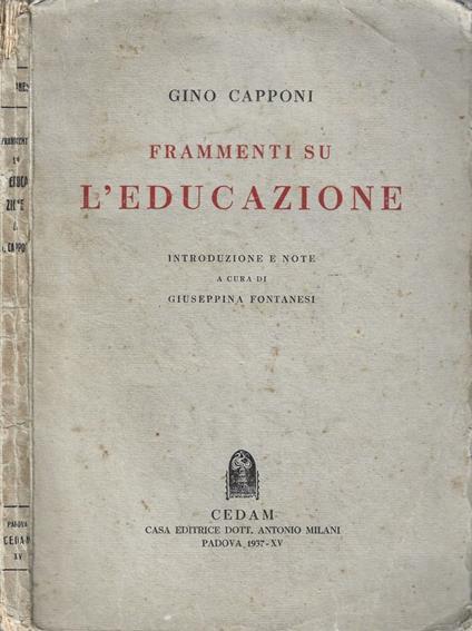 Frammenti su l'educazione - Gino Capponi - copertina