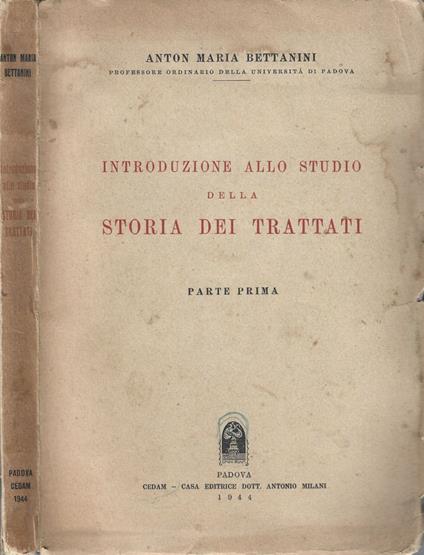 Introduzione allo studio della storia dei trattati - copertina