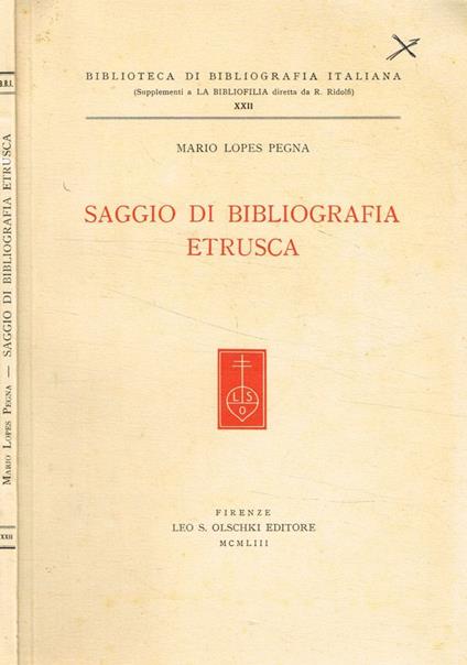 Saggio di bibliografia etrusca - copertina