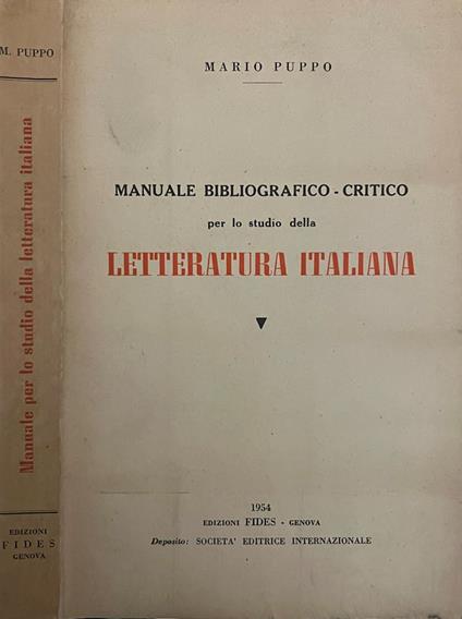 Letteratura Italiana - Mario Puppo - copertina