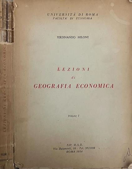 Lezioni di geografia economica - Ferdinando Milone - copertina