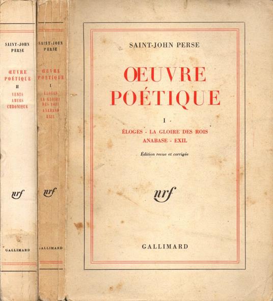 Oeuvre poétique - Perse Saint-John - copertina
