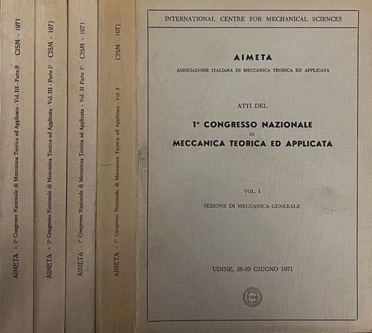 Atti del 1° congresso Nazionale di meccanica teorica ed applicata - copertina