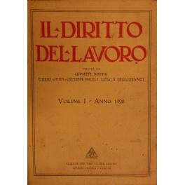 Il Diritto del lavoro. Volume II - 1928 - copertina