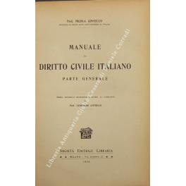 Manuale di diritto civile italiano. Parte generale (unico pubblicato) - copertina