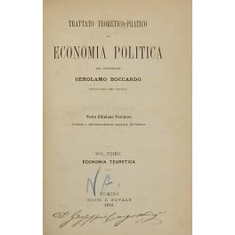 Trattato teorico-pratico di economia politica. Vol. I - Economia teoretica; Voll. II e III - Economia pratica - Girolamo Boccardo - copertina