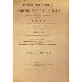Repertorio Generale Annuale del Foro Italiano. Vol. III - Anno 1878 - copertina