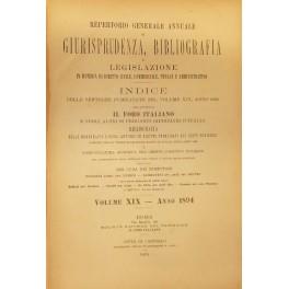 Repertorio Generale Annuale del Foro Italiano. Vol. XIX - Anno 1894 - copertina