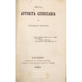 Della autorità giudiciaria - Federigo Sclopis - copertina